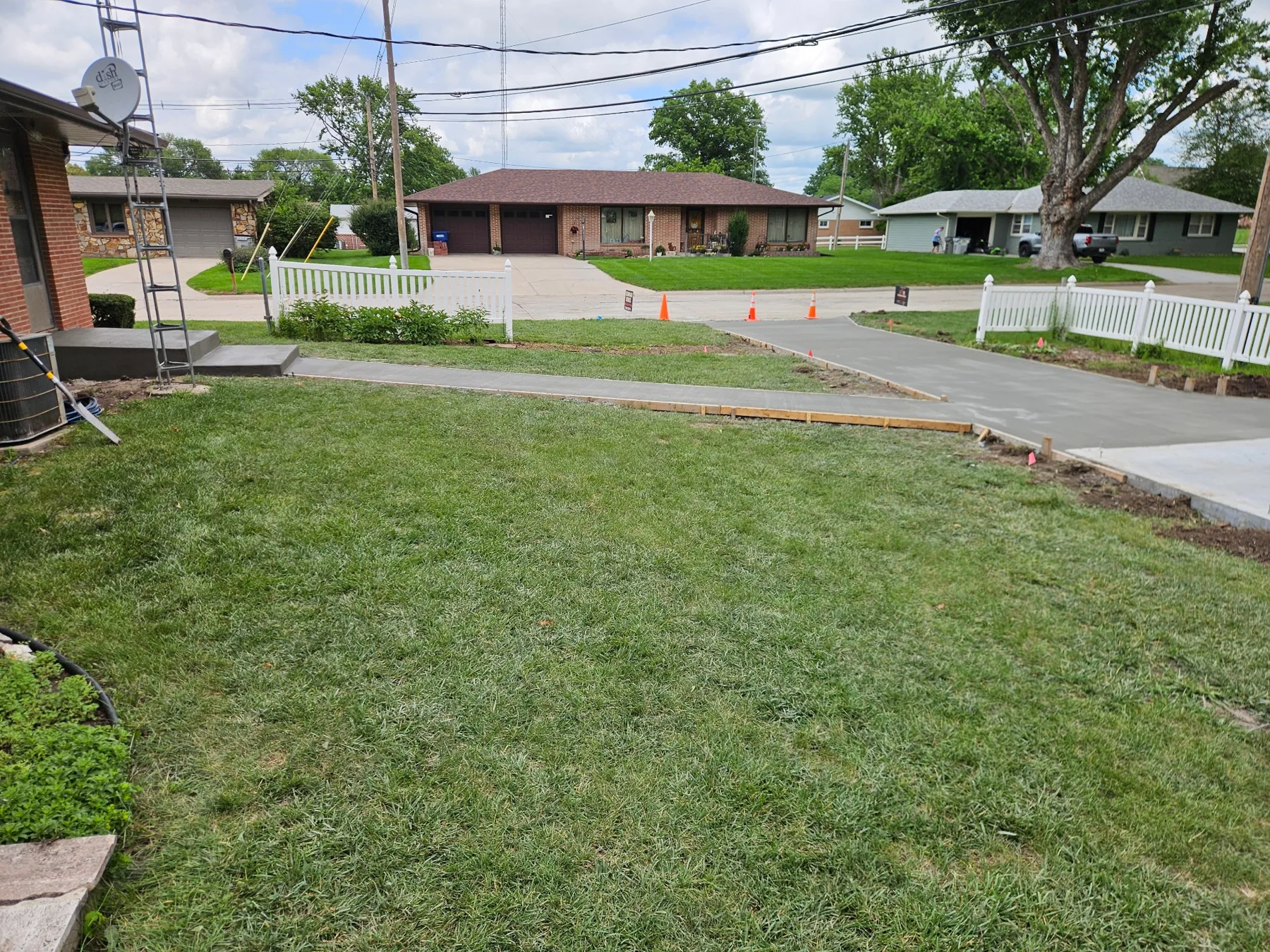 Fresh concrete driveway and walks