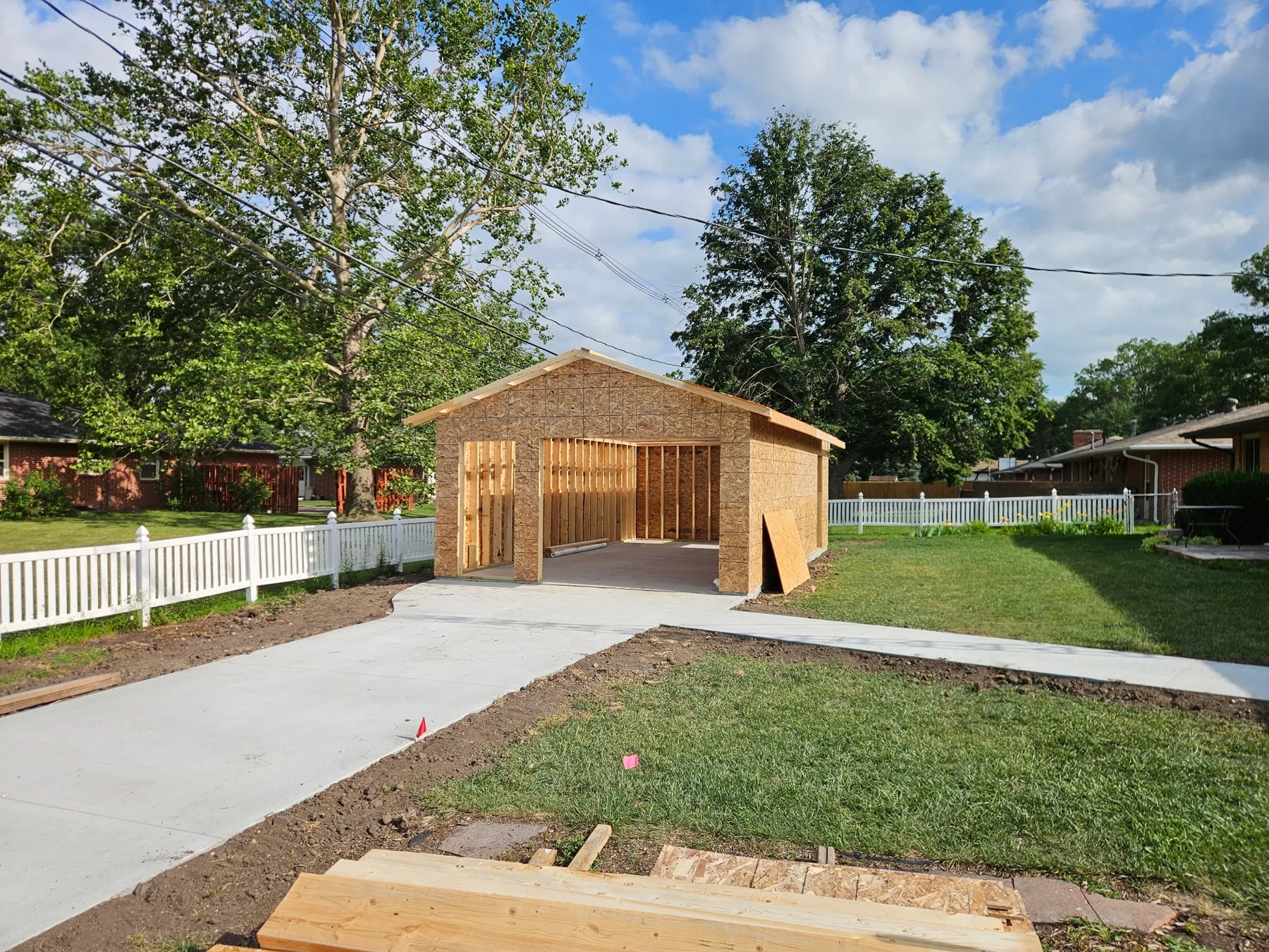 Garage framing in progress